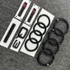 QR1 m1 Q3 2013-2022 4Ring logo ABS Black Car Hood Front Grill Emblem Rear Trunk Badge Sticker  Q3 Sticker Quarrto Sline Emblem