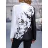 JKASHDK Women's Fashion Casual Summer Spring Flower Pattern Print 3/4 Sleeves V-Neck Blouses & Shirts