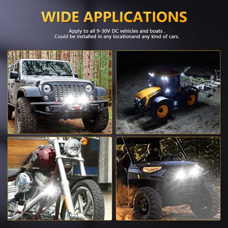 LED Motorcycle Scooter Car Headlight Working Spot Light Universal Fog Lamp High-brightness Driving Lamp 9-30V Waterproof