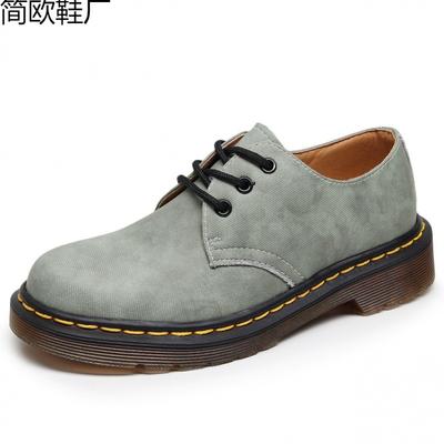 Scarpe basse in tela con motivo, scarpe basse in pelle, stivali corti grandi in pelle da uomo, testa rotonda, casual per coppie da uomo e da donna