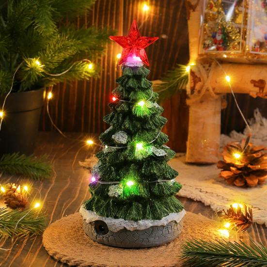 Brad de Crăciun muzical iluminat, cu baterii, brad de Crăciun de masă, cutie muzicală cu lumini multicolore pentru decor de sărbători pentru casă, birou
