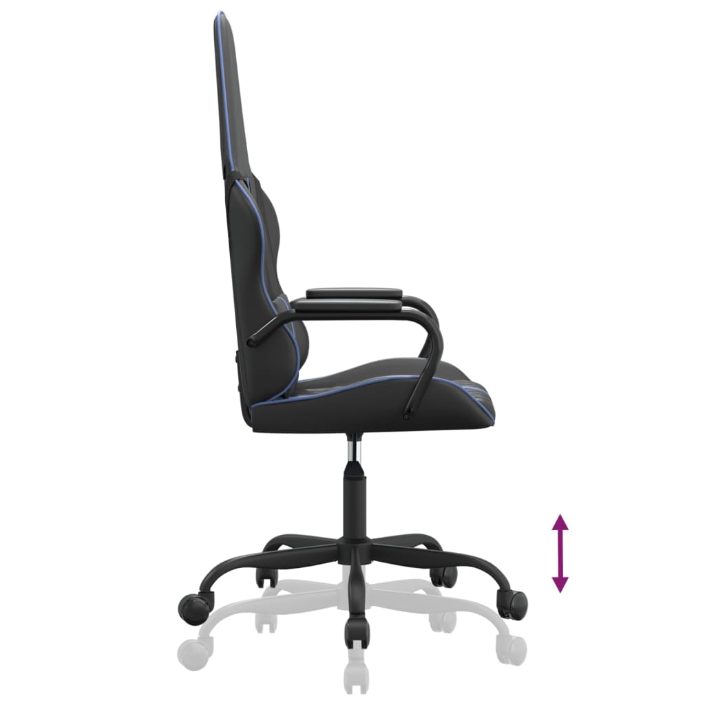 Gaming Chair with Massage Function Blue and Black Artificial Leather