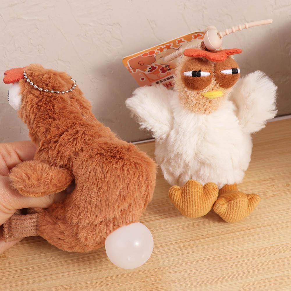 Cartoon Hens Key Ring Simulation Egg-laying Animal Key Holder Plush Chicken Keychain  Gift