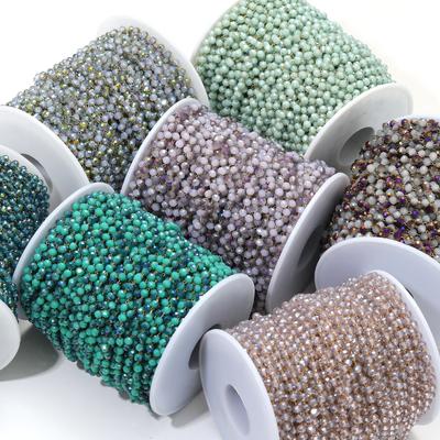 1 Meter bunte 3mm Perlen Perlenkette Glas Kristall Perlen Halskette Kette Zubehör für Schmuckherstellung Komponenten Basteln DIY