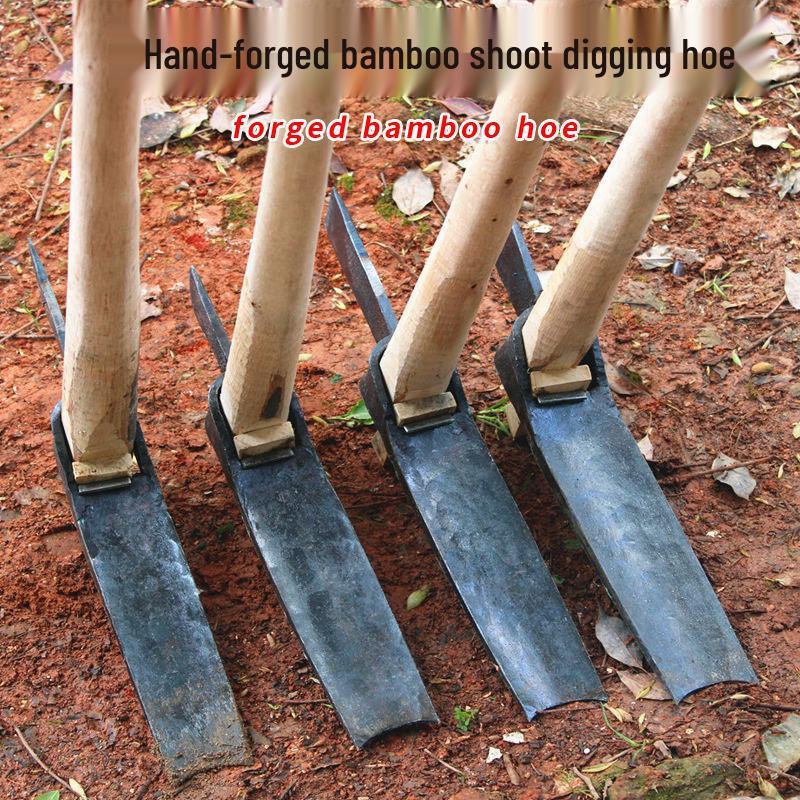 Long Wooden Garden Hoe: Multi-Purpose Tool for Raking, Weeding, Digging, and Planting in Mountainous Terrain.