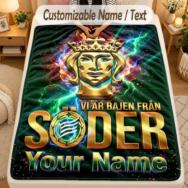 Flannel BlanketHammarby Custom Name Text Personalized Soft Warm Throw Blanket Home Decor Gift