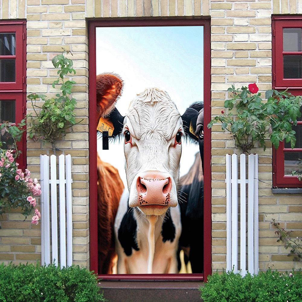 2pcs Cute Cow Wall Stickers Cartoon Animal Stickers Children's Room Bedroom Living Room Decoration Stickers Self Adhesive Remova
