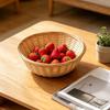 Round Bamboo Basket Handwoven Woven OpenWeave Storage Item for Tabletop