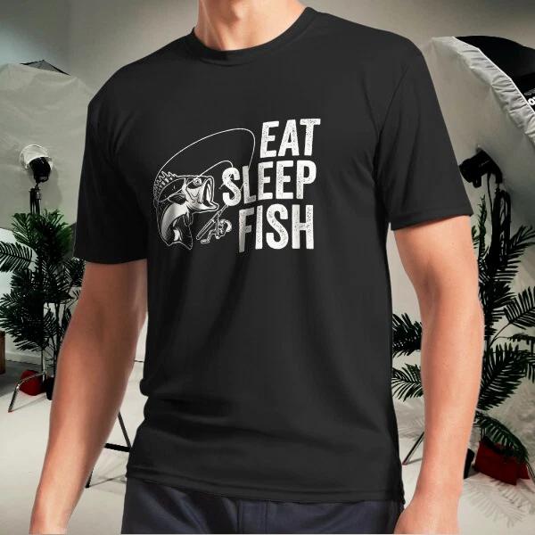 Men s and Women s T-shirts Eat Sleep Fish Funny Fishing Youth Design S