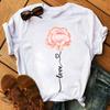 New Fashion Women Black T Shirt Friends Gift Flower Love Print Cute Tee Shirt Female Harajuku Tops Woman Short Sleeve T -Shirts
