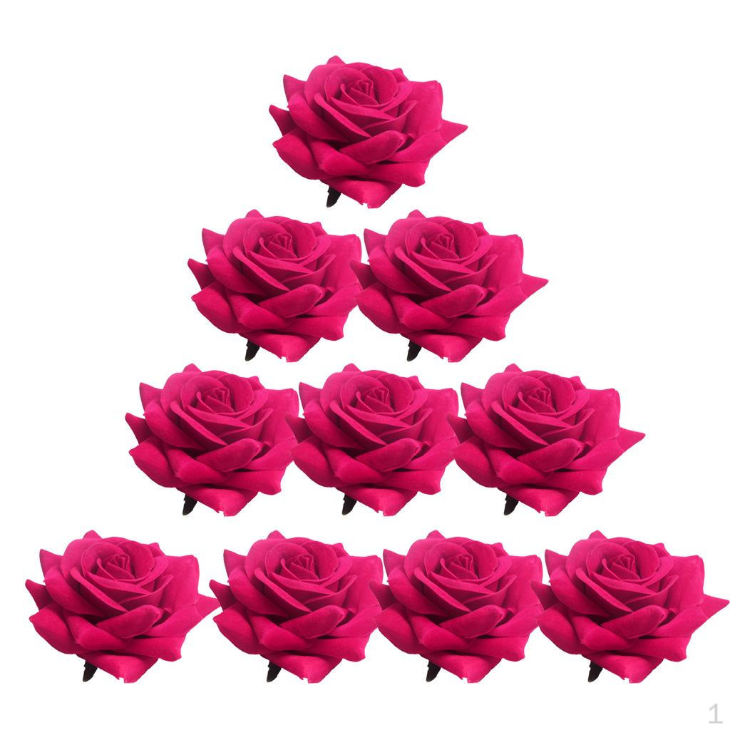 

10 Assorted Velvet Rose Heads for DIY Wedding Crafts Rose Red