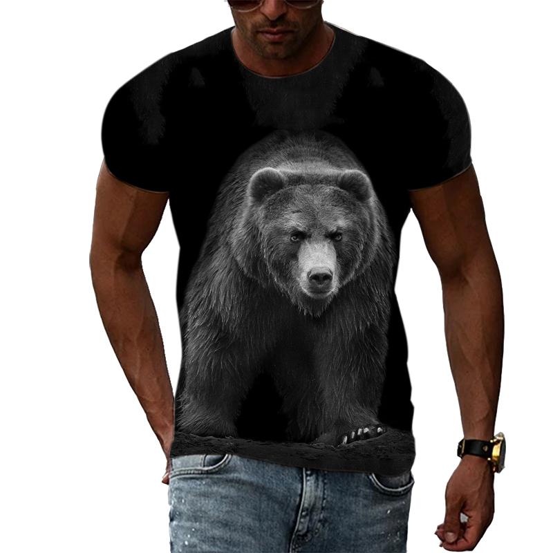 Animal Cool Bear 3D Printed T-shirt Fitness Street Fashion Casual Tops O-neck Short Sleeves Summer New Sports Clothes Tees Shirt