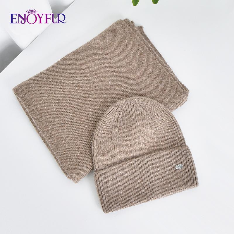 SOMALER Winter Beanie Hat Scarf Set For Women Warm Wool Knit Beanie With Sequins Long Soft Scarf Neck Warmer 2 In 1 Gift Set