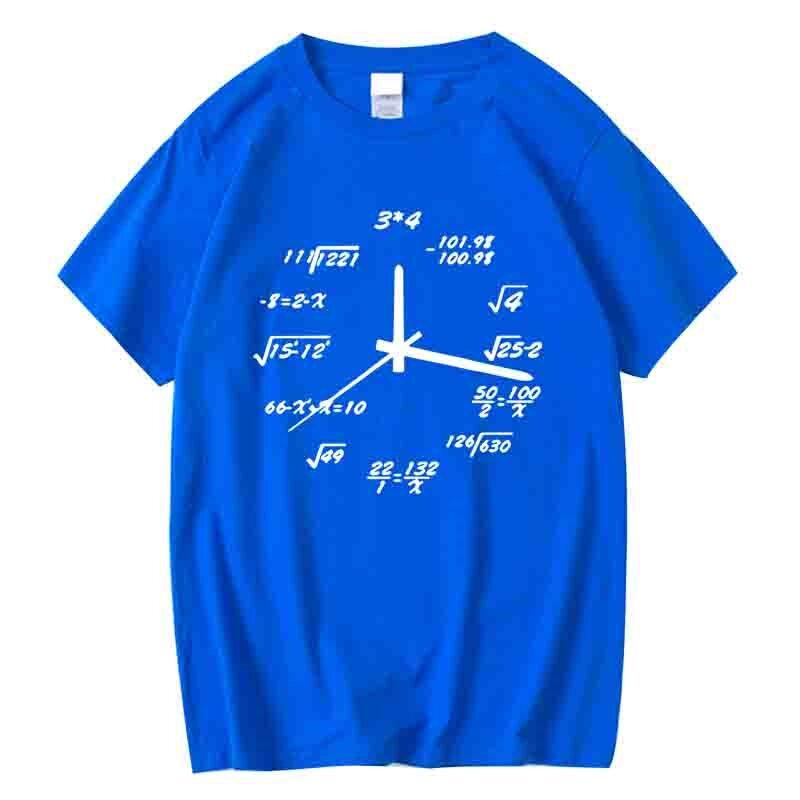 Mens Tshirt 100Cotton Casual Funny Math Clock Print Summer Loose Oneck T Shirt for Men Short Sleeve Cool Tshirt Male Tshirt
