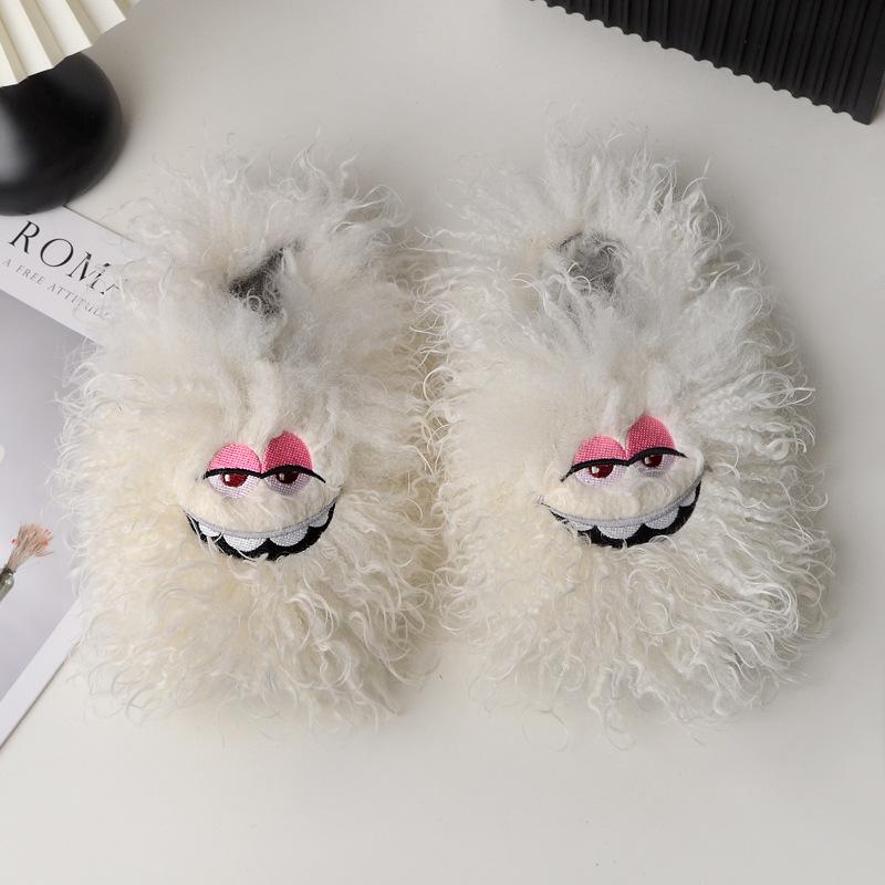 Fashion European and American Halloween Cute Slipper 2024 Winter New Imitation Wool Cotton Slippers Cartoon Versatile Anti Slip Slippers