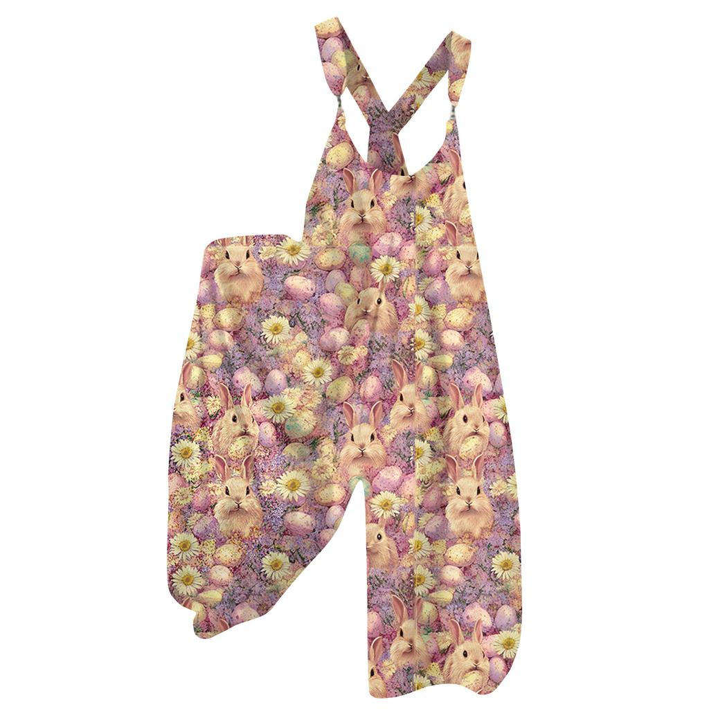 Women's  Overalls  Print Vintage Jumpsuit (Non-Adjustable Straps)