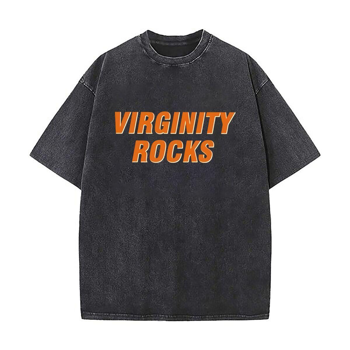 Virginity Rocks design Oversized Short Sleeve Loose Streetwear Short Sleeve Tops Tee S
