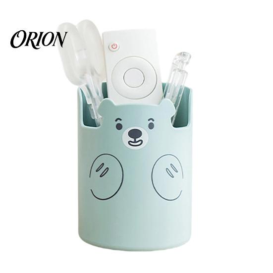Plastic Pen Holder Cute Bear 2-in-1 & Phone Stand, Macaron Colors Desk Organizer, Large Cup with Socket Capacity Storage for Pens Makeup Brushes