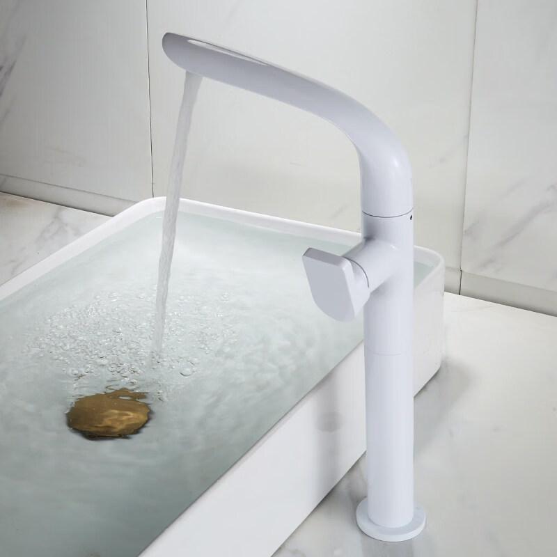 TLXT Leaf White Rotary Elevated Washbasin Faucet