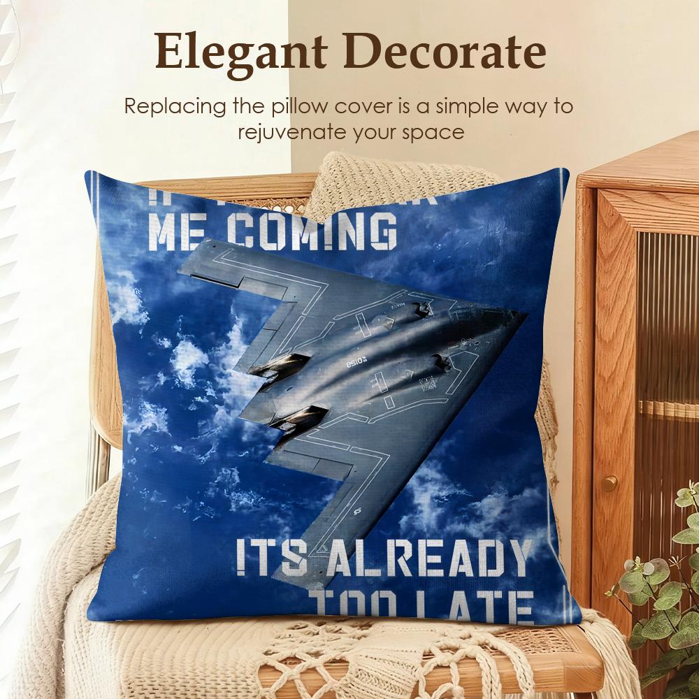 Fighter Jet F35 22 B2 Su57 Cushion Cover Natural Linen Organic Fabric Double-Sided Printing Sofa Home Decor Gift Pillow Case