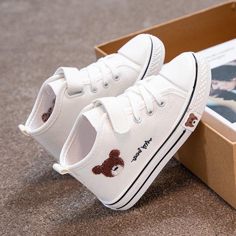 Girls shoes 2021 spring and autumn new children's high-top canvas shoes men's medium-sized children's breathable soft-soled baby shoes tide