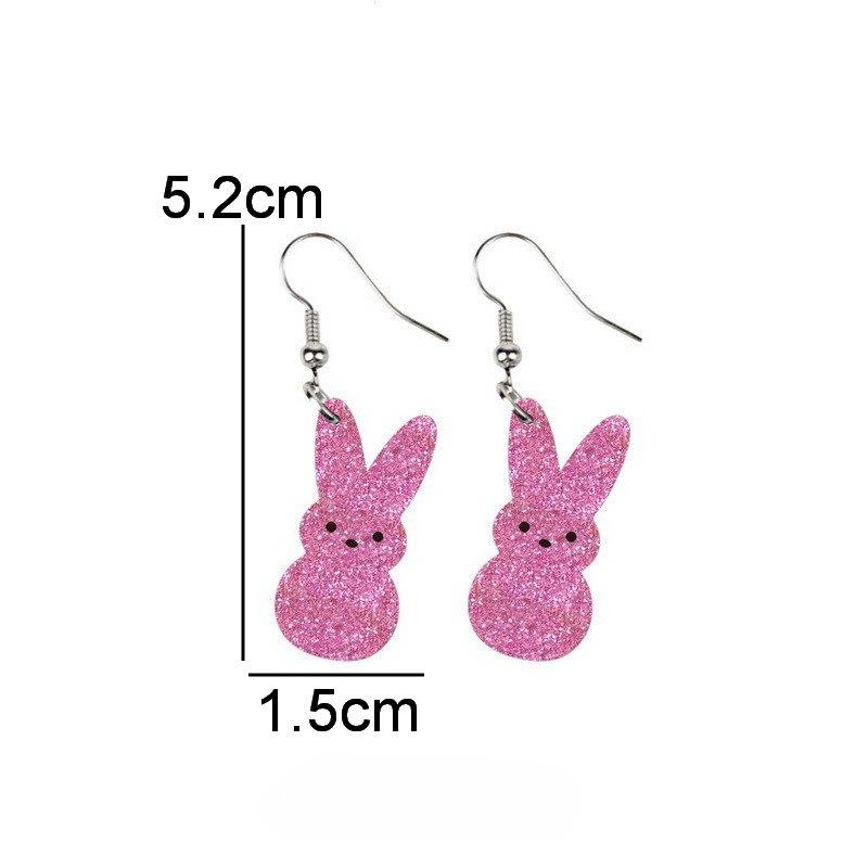 Easter Dangle Earrings Cute Funny Acrylic Colorful Glitter Rabbit Egg Bunny Sparkle Spring Earrings for Women Fashion Gift