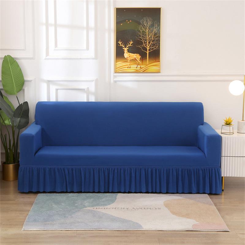 Elastic Hem Solid Color Sofa Cover - Simple Modern Design, All-Season Universal Fit