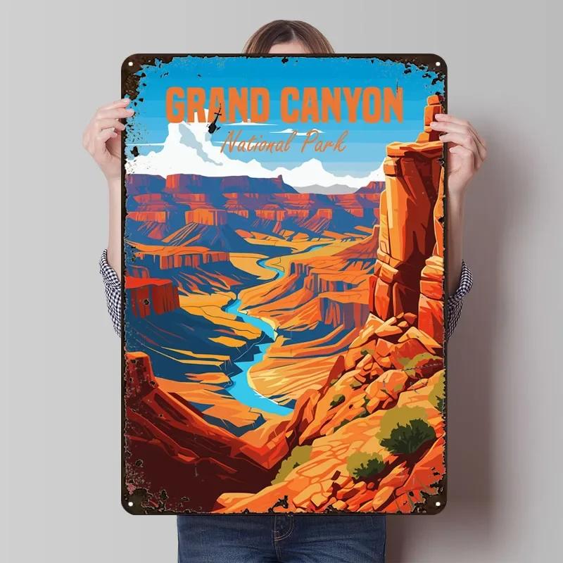 Grand Canyon Nationalpark Metallschild Landschaftsposter Dekor für Raumdekoration Benutzerdefinierte Blechschilder für Wandkunstdekoration
