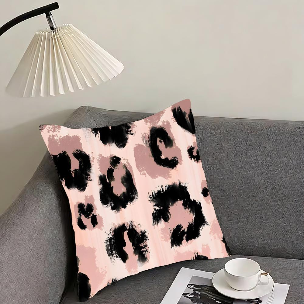 Pink Leopard Fashion Cushion Cover Pillowcase Ultra Soft Skin Friendly Fabric Cloud Like Comfort & Concealed Zipper