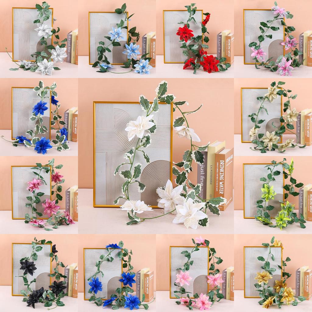 Christmas Decor Artificial Garland With Faux Flowers For Home Holiday Festive Atmosphere
