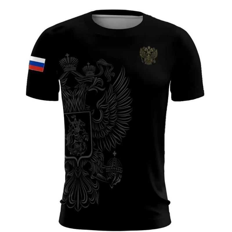 Summer Russian Men's T-shirt 3d Russian Flag Short-sleeved T-shirt Men's T-shirt Men's Casual Ventilated Sportswear Shirt