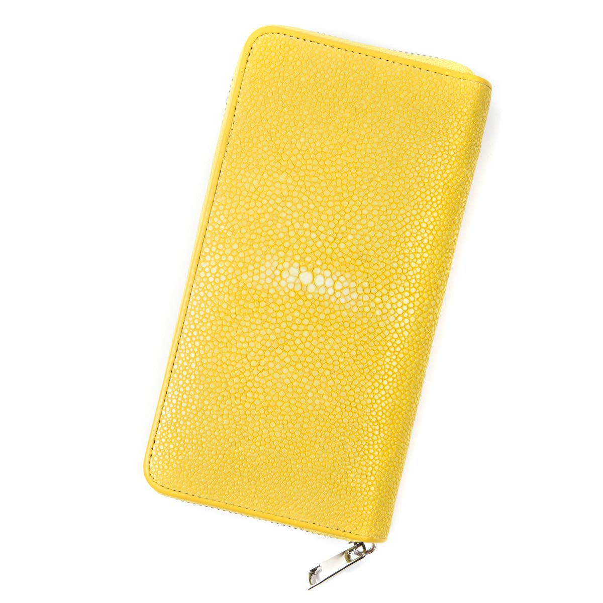 

Длинный кошелек из кожи ската с круглой молнией, 9 цветов в наличии, Stingray Galusha Yellow, натуральная кожа, большая вместимость [Levetta] [129-3stw] жёлтый