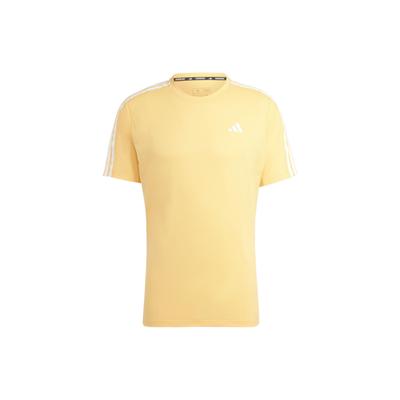 Three-Stripe Round Neck Short Sleeve Printed Regular T-Shirt Men Tops Apricot-Yellow IK4990
