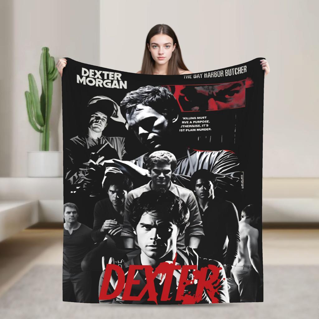 Dexter Morgan Blood Never Lies TV Show Poster Warm Cozy Blanket Travel Car Bedding Throws Flannel Bedspread Sofa Bed Cover