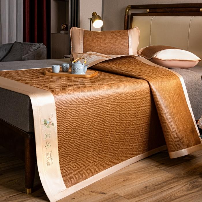 Naturalne Włókno Roślinne Chłodna Letnia Mata na Łóżko 90/120/150/180/200cm Maty z Rattanu Lodowego Antypoślizgowe Oddychające Chłodzące Prześcieradło Narzuty