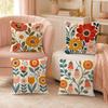 Colorful Vintage Flowers Pillow Case Organic Short Plush Cushion Covers Breathable Washable WrinkleResistant