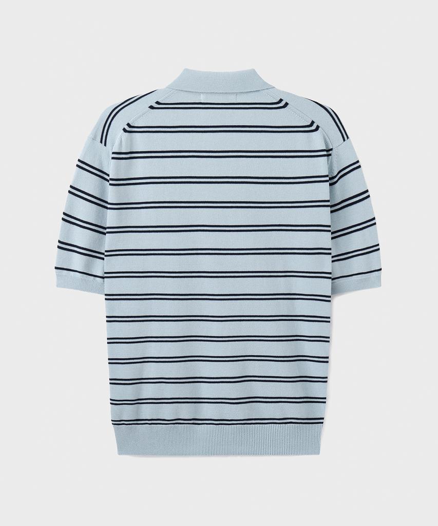 Beulaendideu Hard Twist Easy Polo Knit [Sky Blue Stripe]