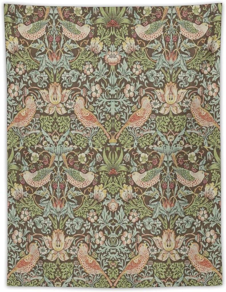 Vintage Plant Tapestry William Morris Art Flower Tree Pattern Tapestry Home Wall Decoration Suitable For Living Room Bedroom