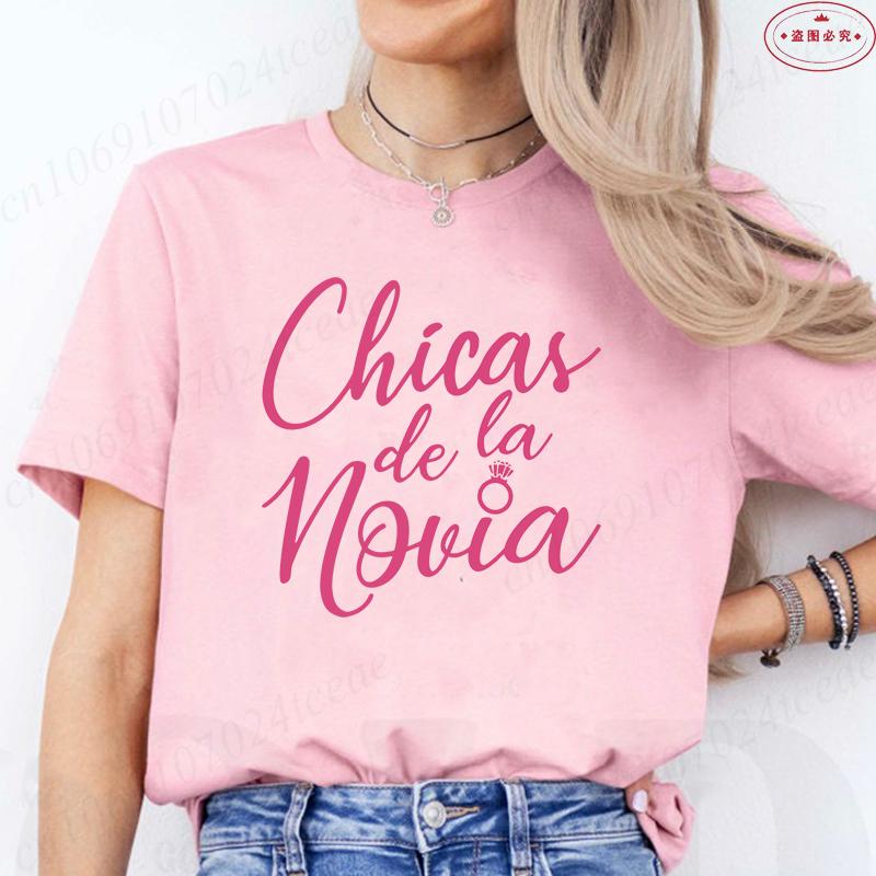 

Spanish Bridal Wedding Tops Girls Team Bride Squad T-shirt Woman Bachelorette Hen Party Tees Funny Single Farewell Blouses 4XL