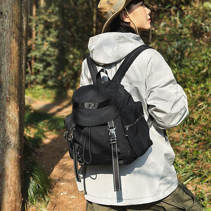 Men's Outdoor Mountaineering Bag Women's Lightweight Travel Backpack Solid Color High School Student Schoolbag