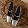 Fashion Mary Jane Leather Shoes Spring and Autumn New French Square Toe High Heels Retro One-piece Belt Shallow Mouth Single Shoes Women