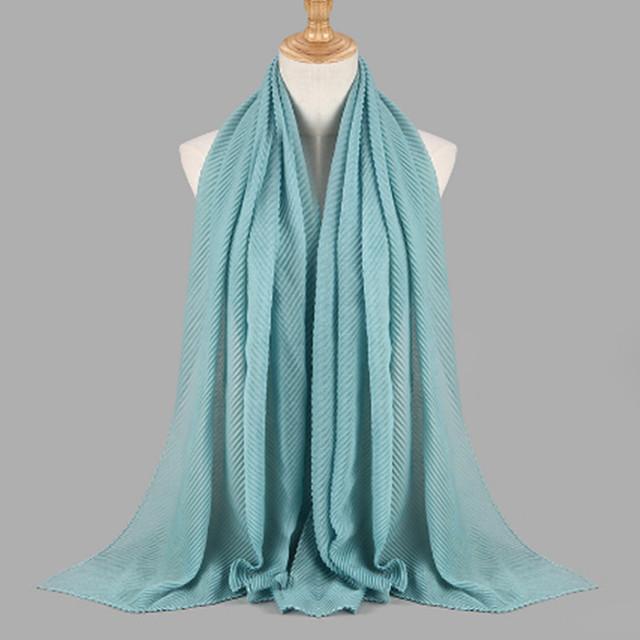 HongBiTu Frauen Reine Farbe Schal Wrap Schal Stola Falten Streifen Hals Wraps Islam Muslim WJ005
