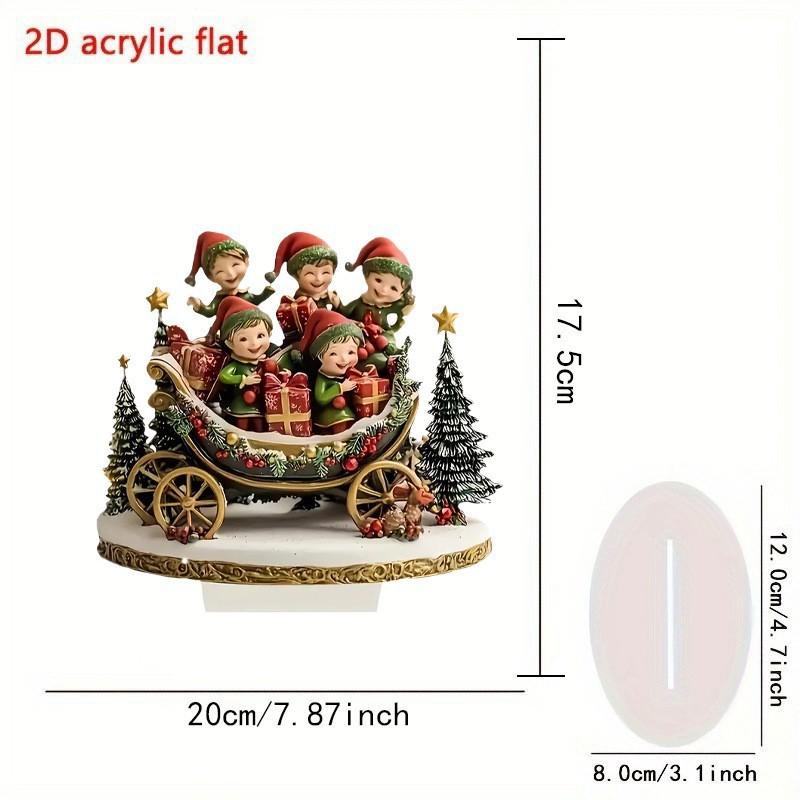 2D Acrylic Christmas Ornament for Holiday Tabletop Decor, Festive Home