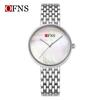 Ofns Simple Stylish Ladies' Quartz Watch Small Dial Three Hands Mother-of-pearl Face No Scale Elegant Steel Women's Wrist Watch