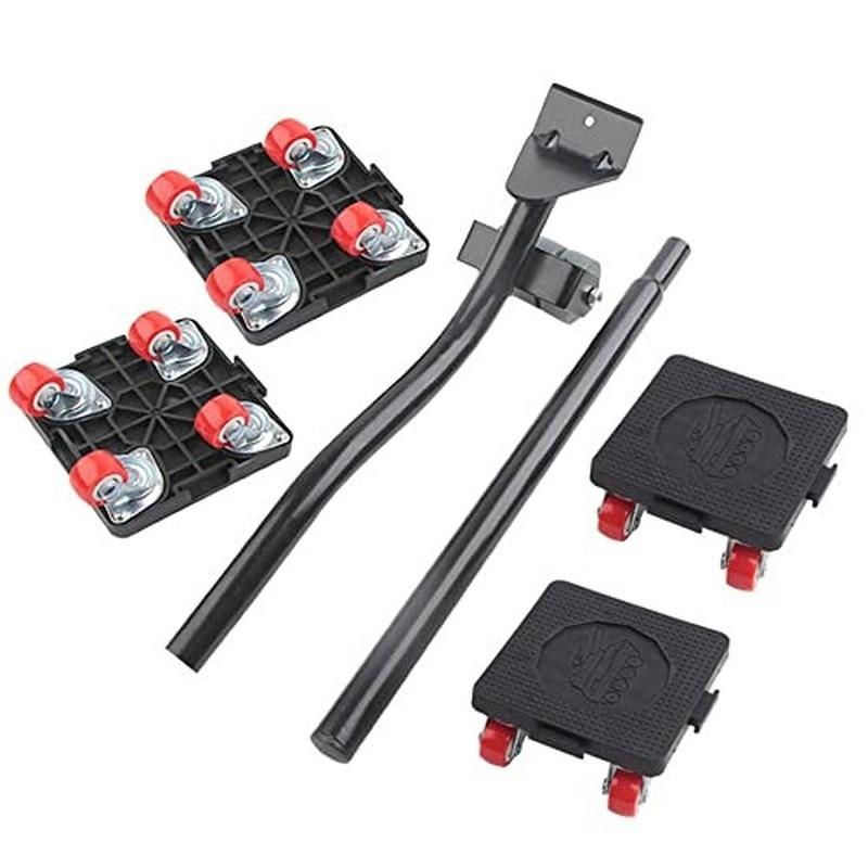 Portable Furniture Mover Set Furniture Mover Tool Transport Lifter Heavy Stuffs Moving Wheel Roller Bar Hand Tools 6 Pcs Set