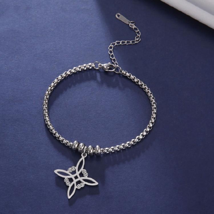Women Men Bracelets Witch Knot Shaped Stainless Steel Bracelet Adjustable Bangle
