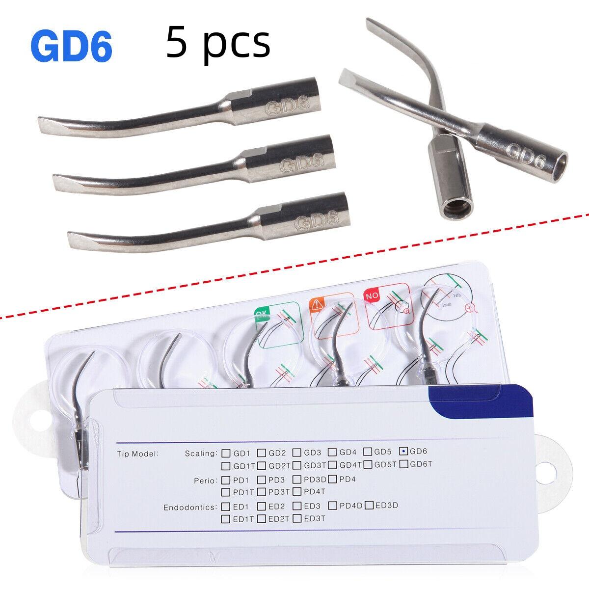 5 шт. насадок для стоматологического скалера, подходят для наконечника ультразвукового скалера EMS/WOODPECKER/SATELEC/DTE/NSK, стоматологические ультразвуковые насадки для скалинга 5pcs GD6 серебряный