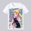 Japanese Girl Warrior Short Sleeved Tshirt for Womens Summer Water Ice Moon Rabbit Anime Peripheral Casual Half Sleeved