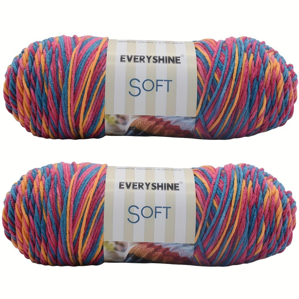 Soft Acrylic Yarn 2-Pack 190 g/pc 5Ply Medium Weight  Multicolor Yarn for Knitting, Crochet & Crafts - Ideal for Sweaters