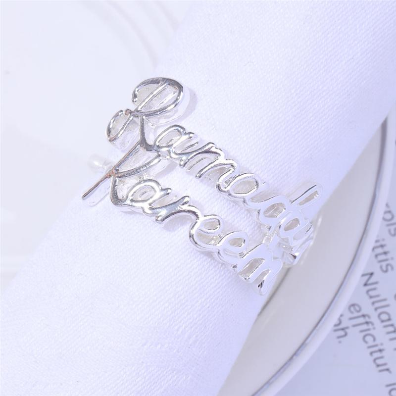 M-Modern-12PCS Ramadan Kareem Napkin Rings Kit Eid Mubarak Muslim Islamic Dinner Table Home Decoration Alloy Napkin Buckle Set K